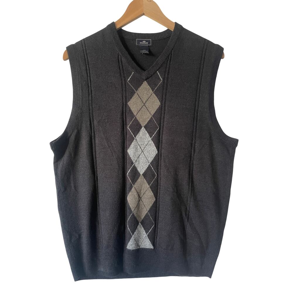 Dockers Mens Sweater Vest Argyle Preppy Navy Academia Pullover Size Medium - Picture 3 of 9